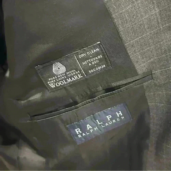 100% Wool Polo Ralph Ralph Lauren Woolmark Gray Mens Size 42R Jacket Blazer - Picture 4 of 7